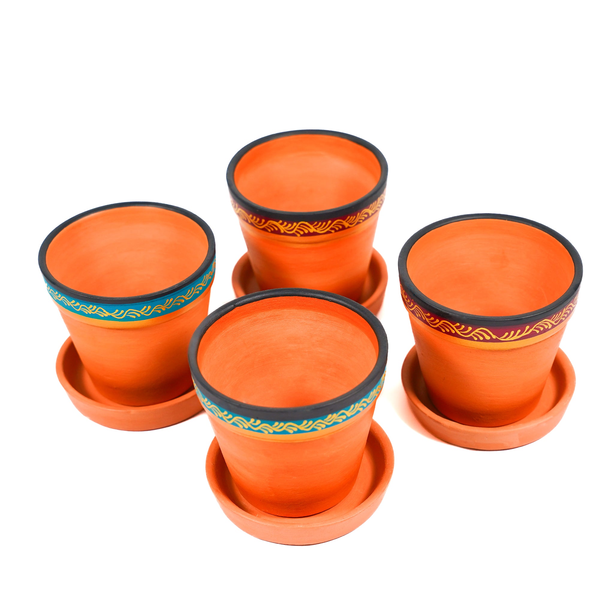 Vibrant Orange Indoor/Outdoor Decorative Planter Set (4 Pack)