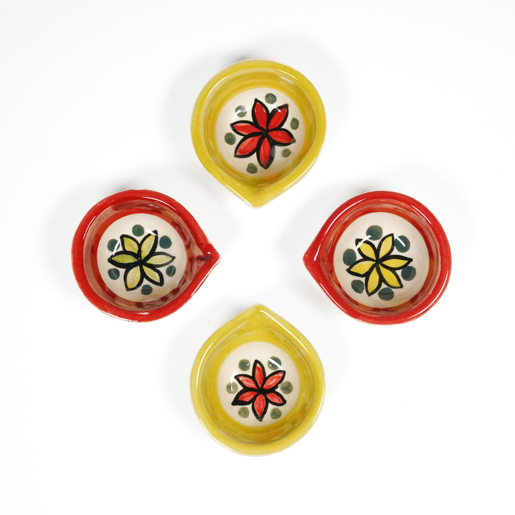 Ceramic Diya Agal Set – Pack of 12 Decorative Lamps