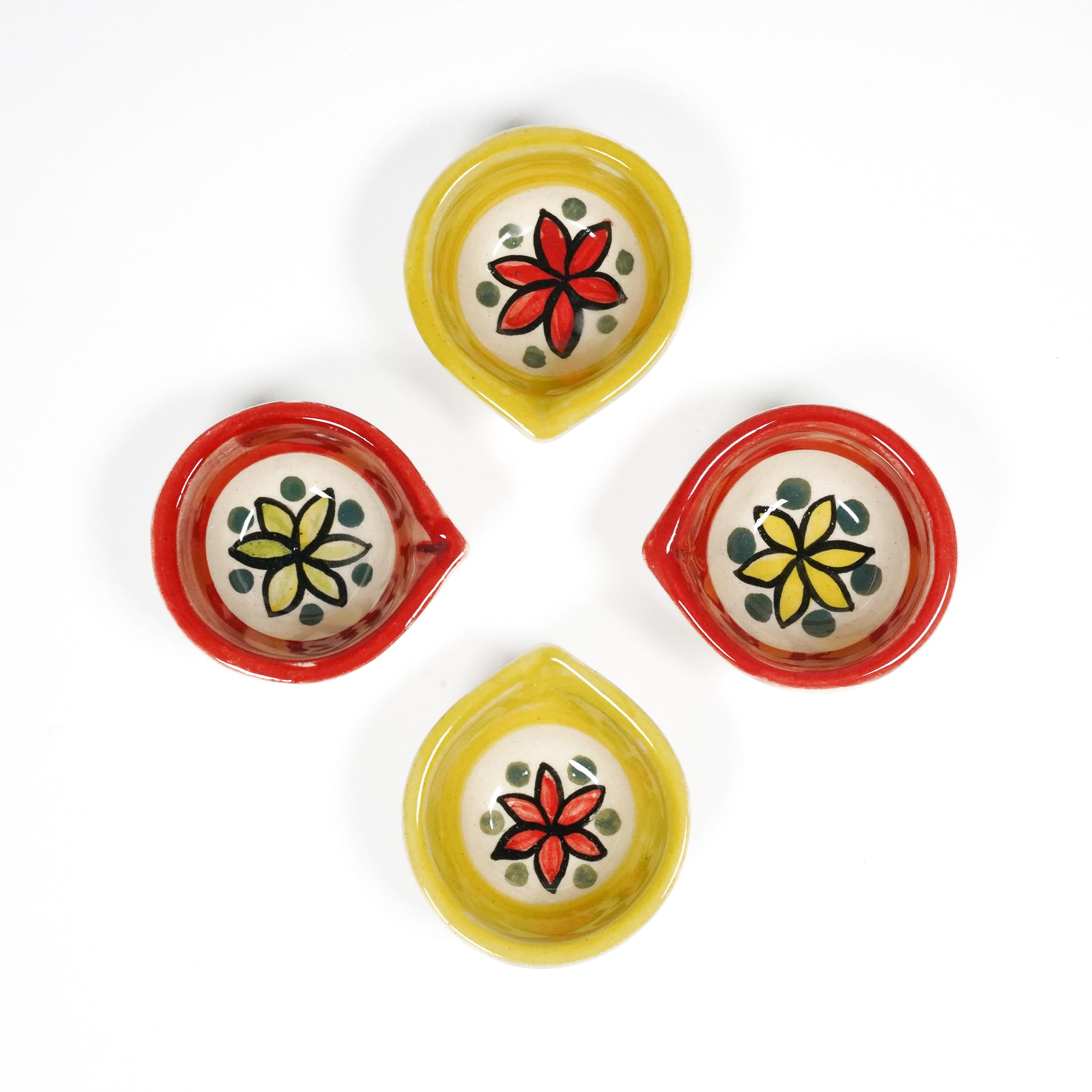 Ceramic Diya Agal Set – Pack of 12 Decorative Lamps