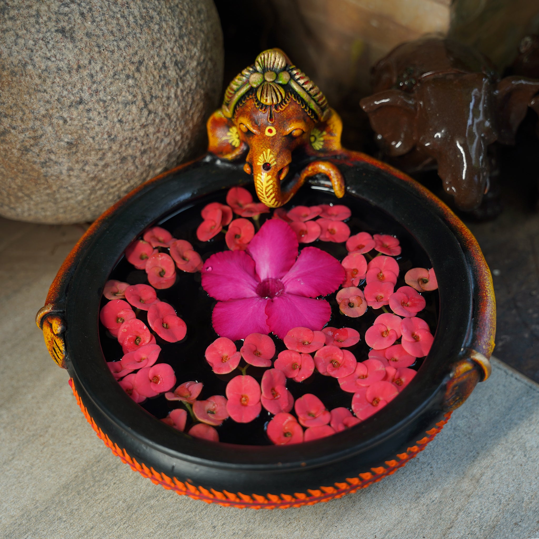 Traditional Ganesh Urli – Handpainted Decorative Bowl for Home Décor
