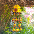 Handcrafted Yellow Bell Wall Hanging – Ethnic Ceramic Wind Chime for Home Decor