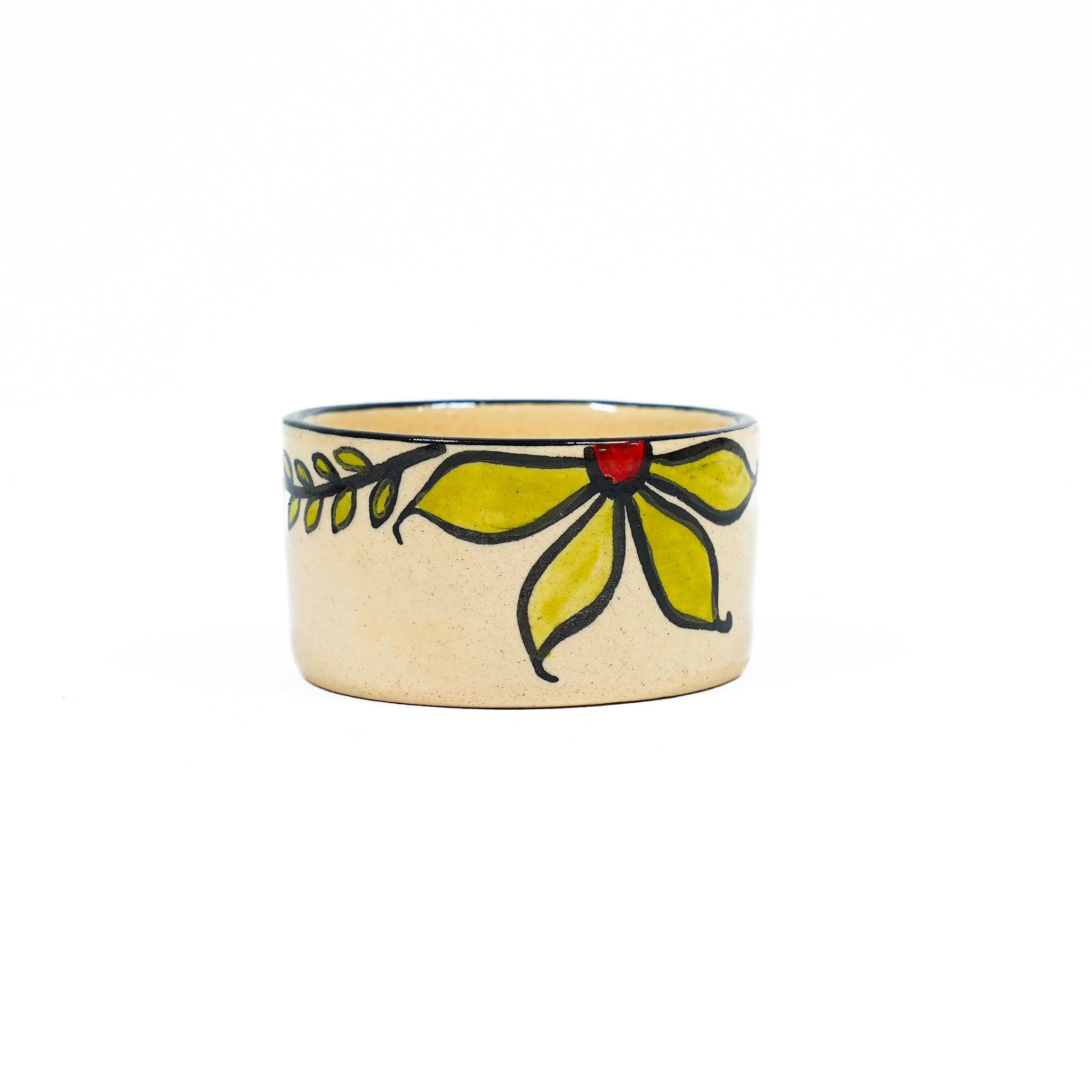 Set of 3 Hand-Painted Ceramic Cottori: T-Light Holder, Mini Planter & Pen Cup