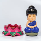 Lotus Buddha Earthenware Sculpture – Handcrafted Clay Decor