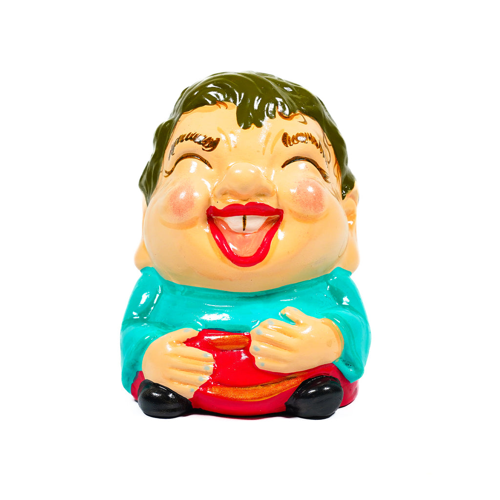 Set of 2 Ceramic Laughing Baby Piggy Banks
