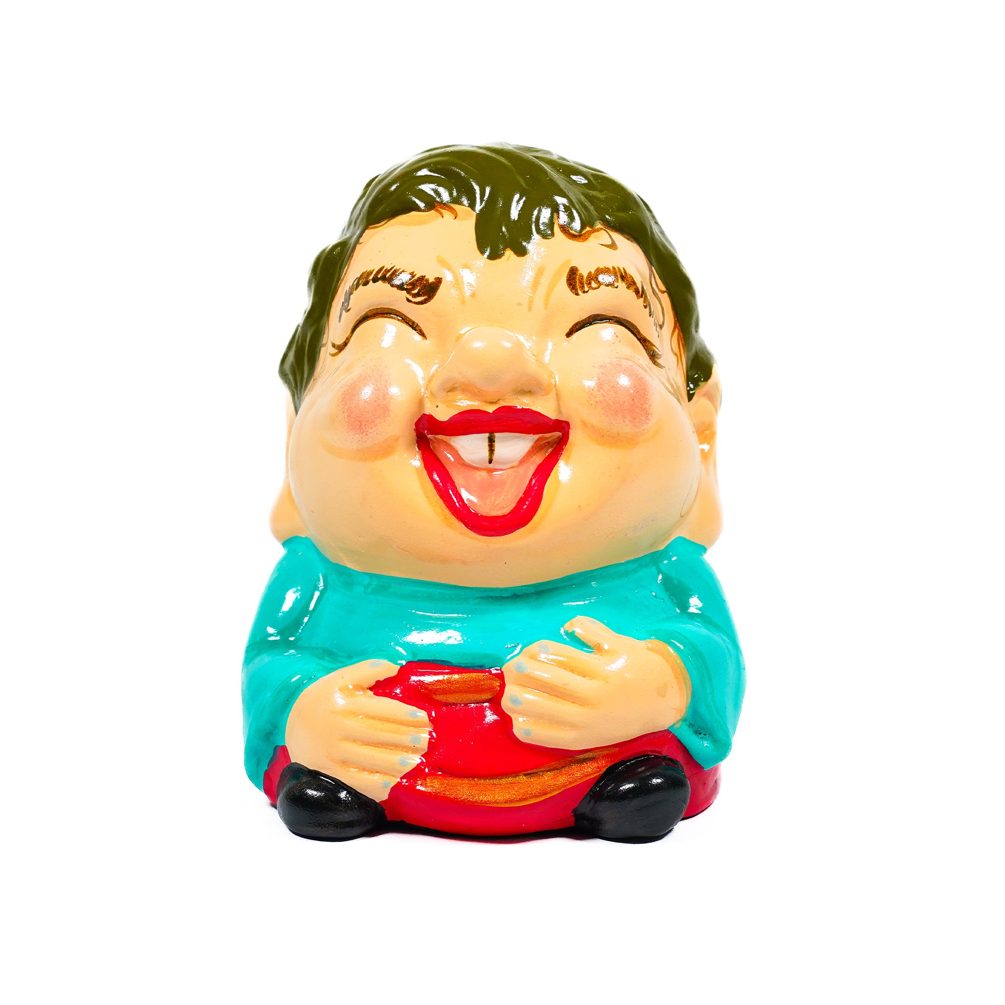 Set of 2 Ceramic Laughing Baby Piggy Banks