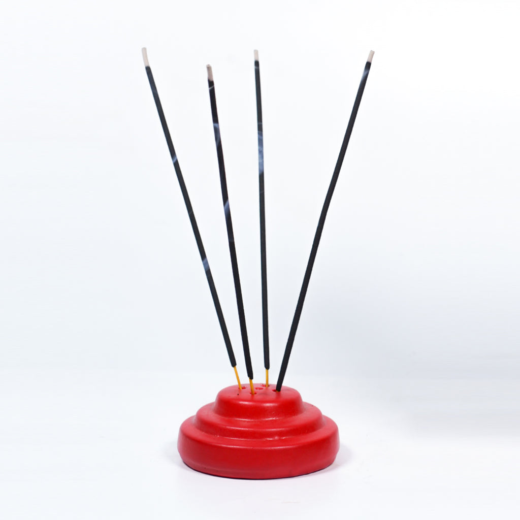 Terracotta Incense Holder – Carved Leaf Pattern