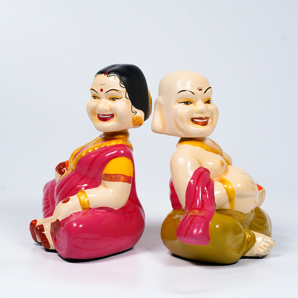 Handmade Clay Chettiar Pair – Festive Ethnic Showpiece