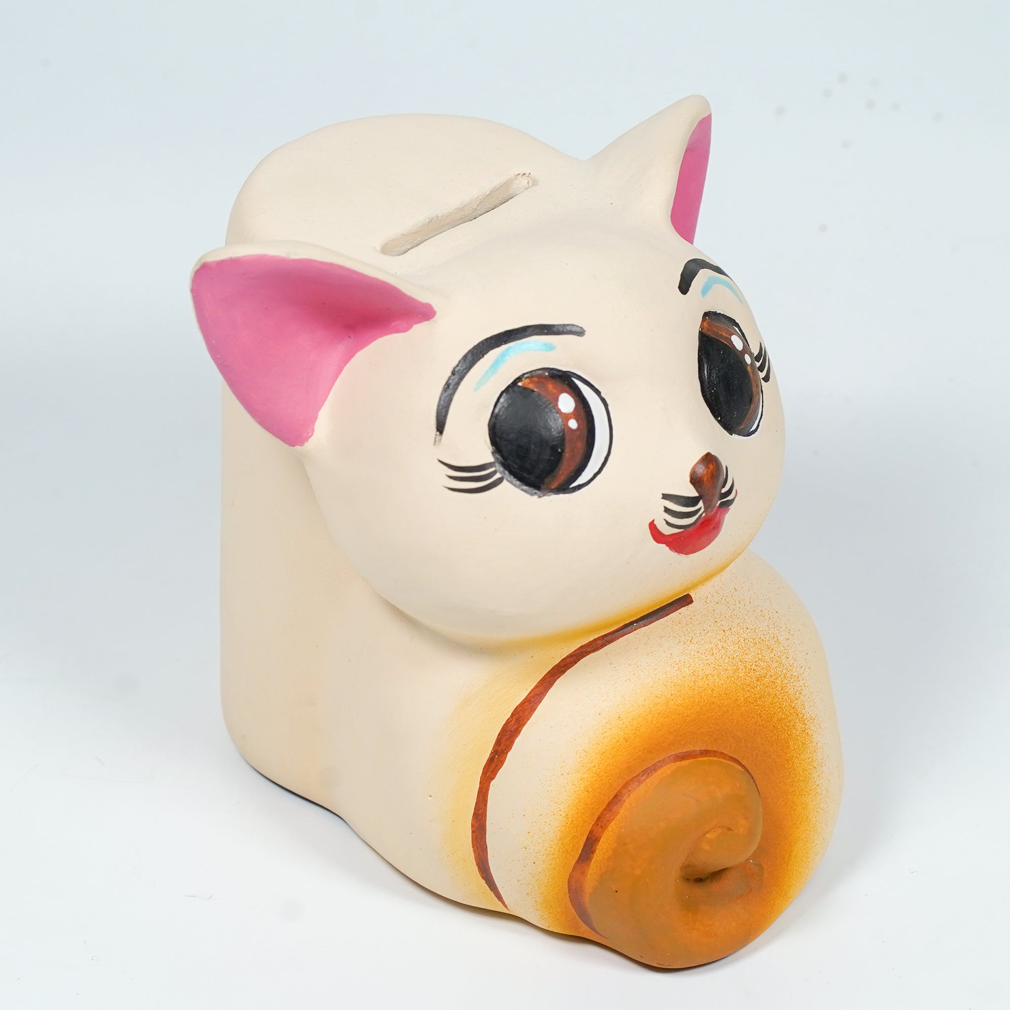 Cute Cat Ceramic Coin Bank – Handcrafted Clay Piggy Bank for Kids