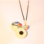 "Warm Greetings" Hand-Painted Floral Incense Stand and Magnet Set