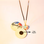 "Warm Greetings" Hand-Painted Floral Incense Stand and Magnet Set