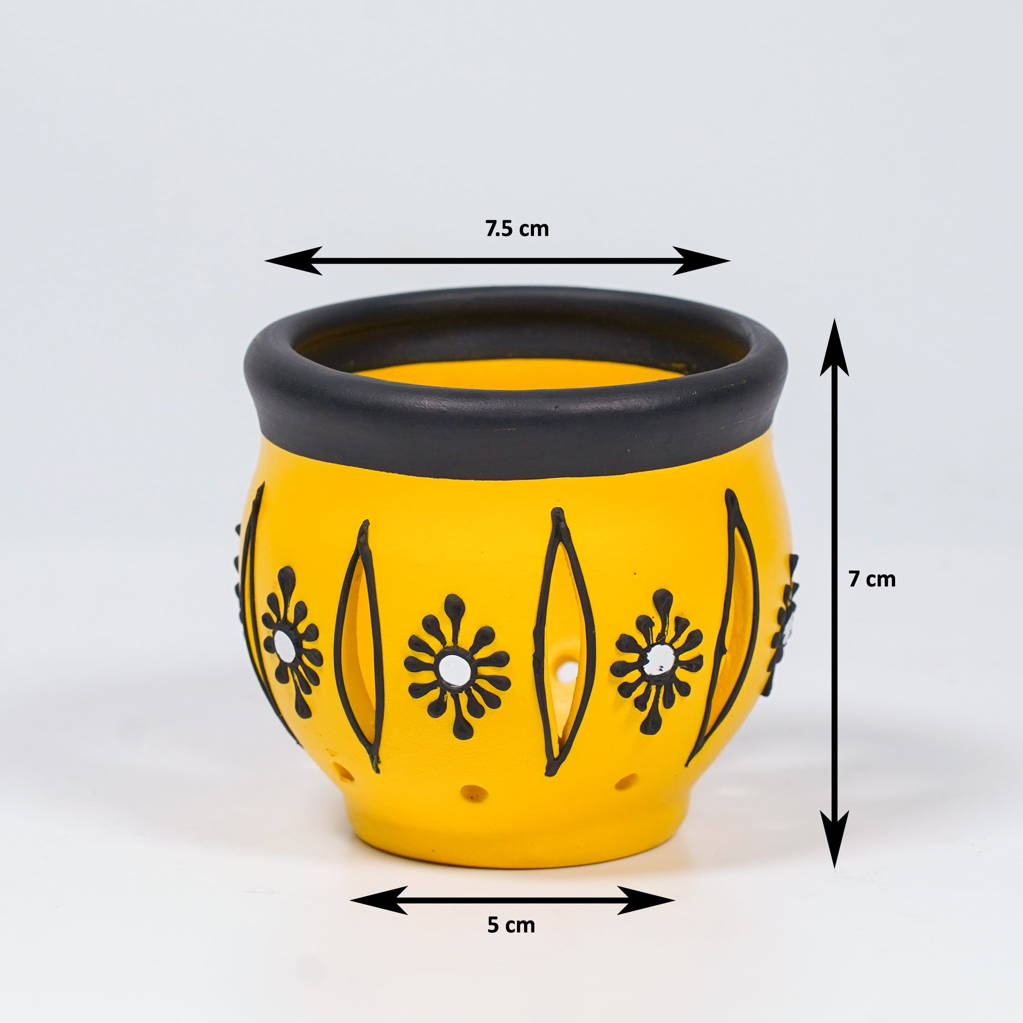 Decorative Clay T-light Holder (Set of 2) – Carved Floral Glow