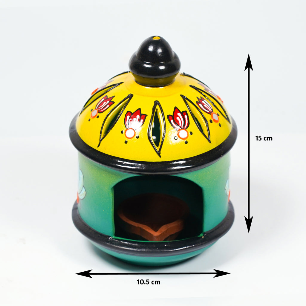 Handcrafted Terracotta Tealight Holder – Floral Dome Design