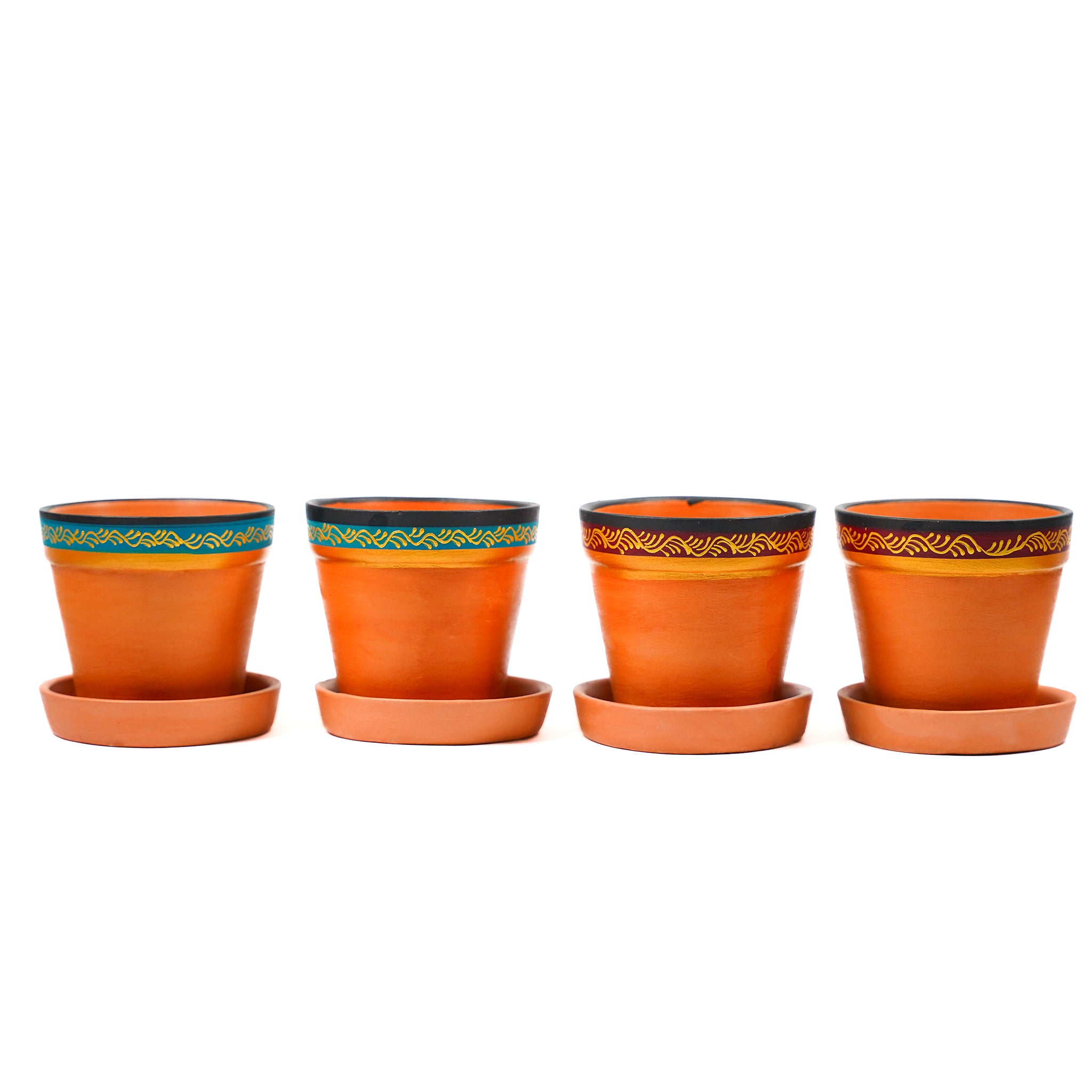 Vibrant Orange Indoor/Outdoor Decorative Planter Set (4 Pack)