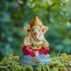 Traditional Ashirvad Ganesh Murti (Handcrafted & Painted)