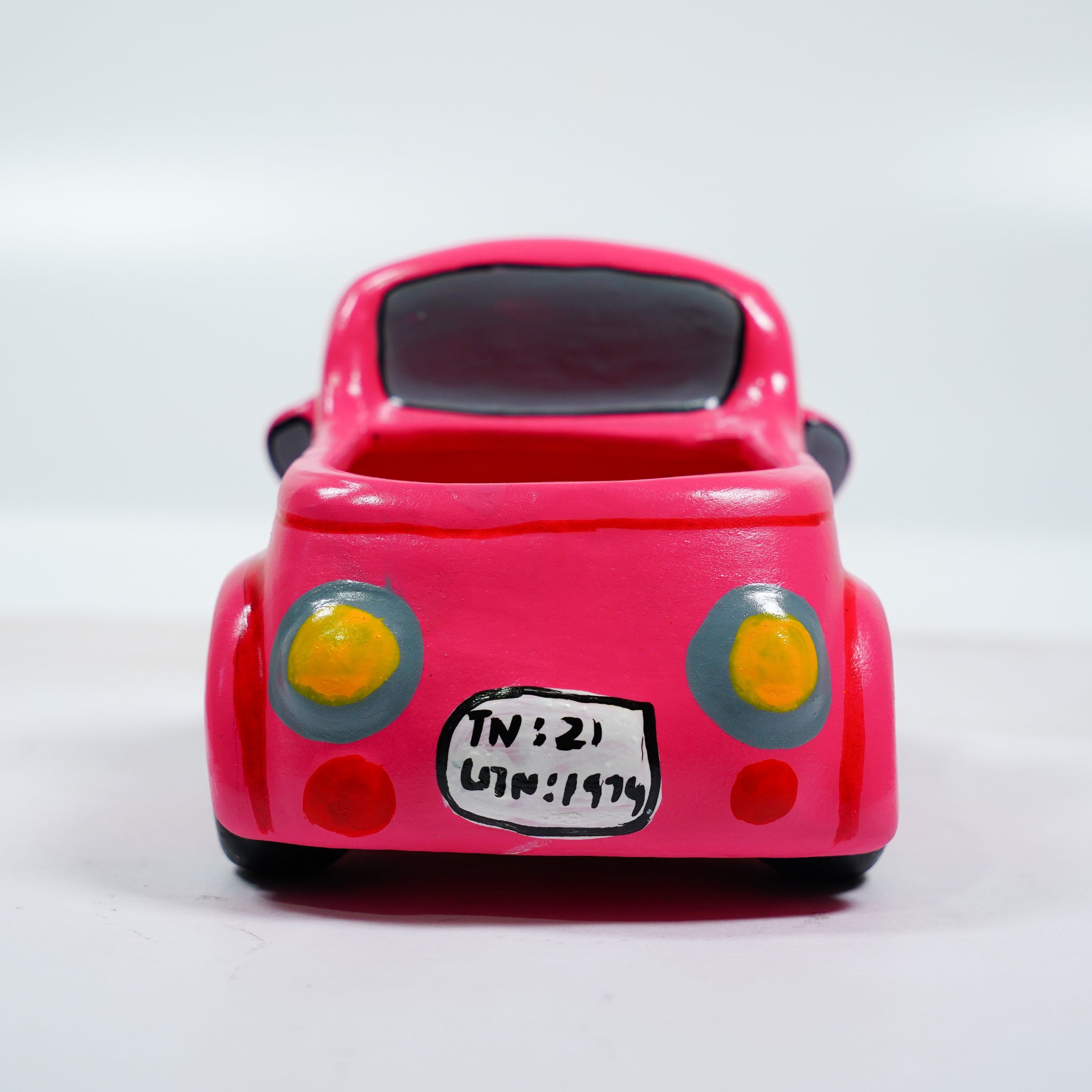 Pink Car Planter – Handcrafted Terracotta Ride