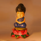Lotus Buddha Earthenware Sculpture – Handcrafted Clay Decor