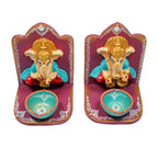 Wooden Base Wall Ganesha Agal Set – Handmade Decorative Pair