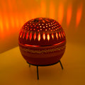 Hand-Carved Terracotta Ball T-Light Holder with Metal Stand