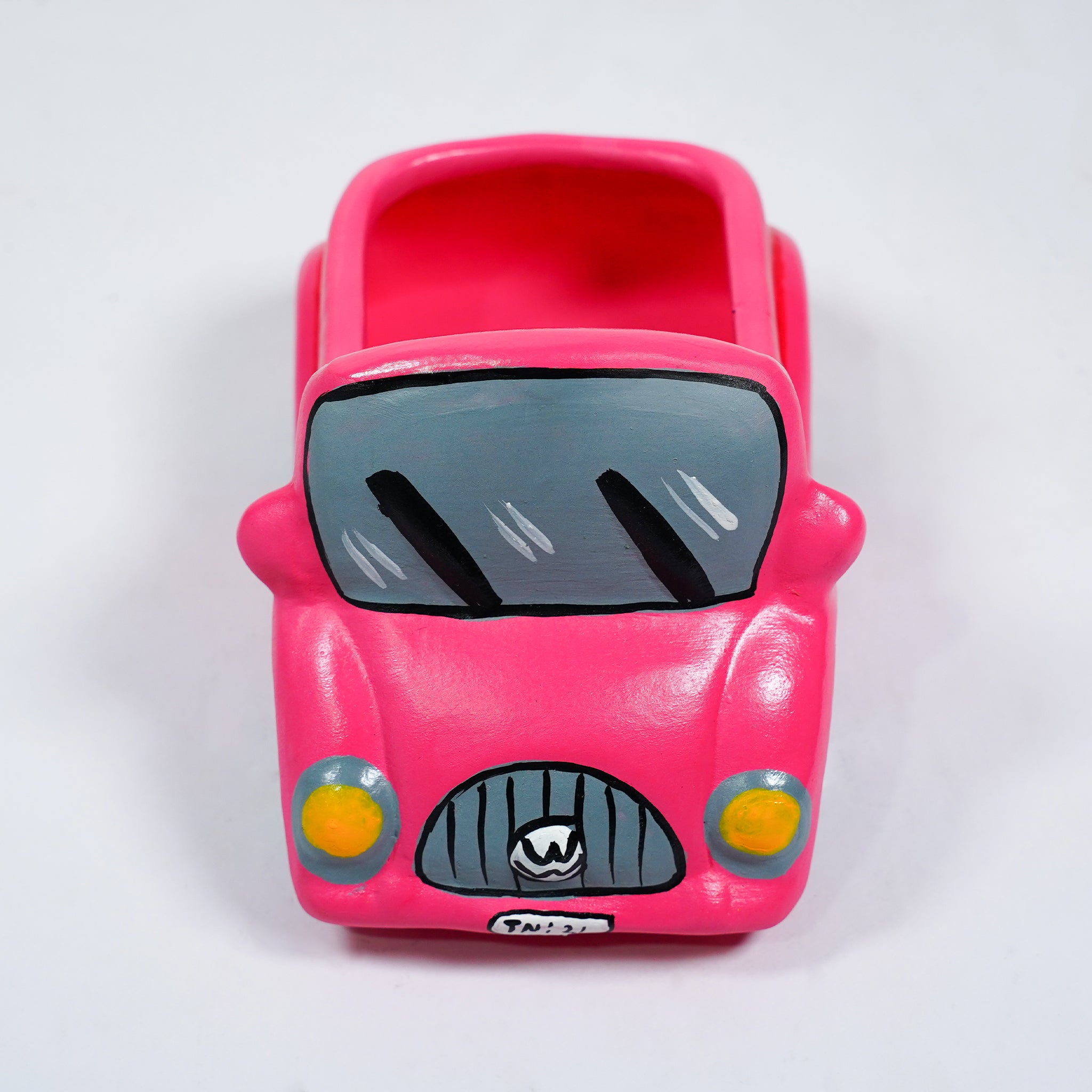 Pink Car Planter – Handcrafted Terracotta Ride