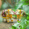 Majestic Clay Elephant Duo – Traditional Earthenware Home Accent