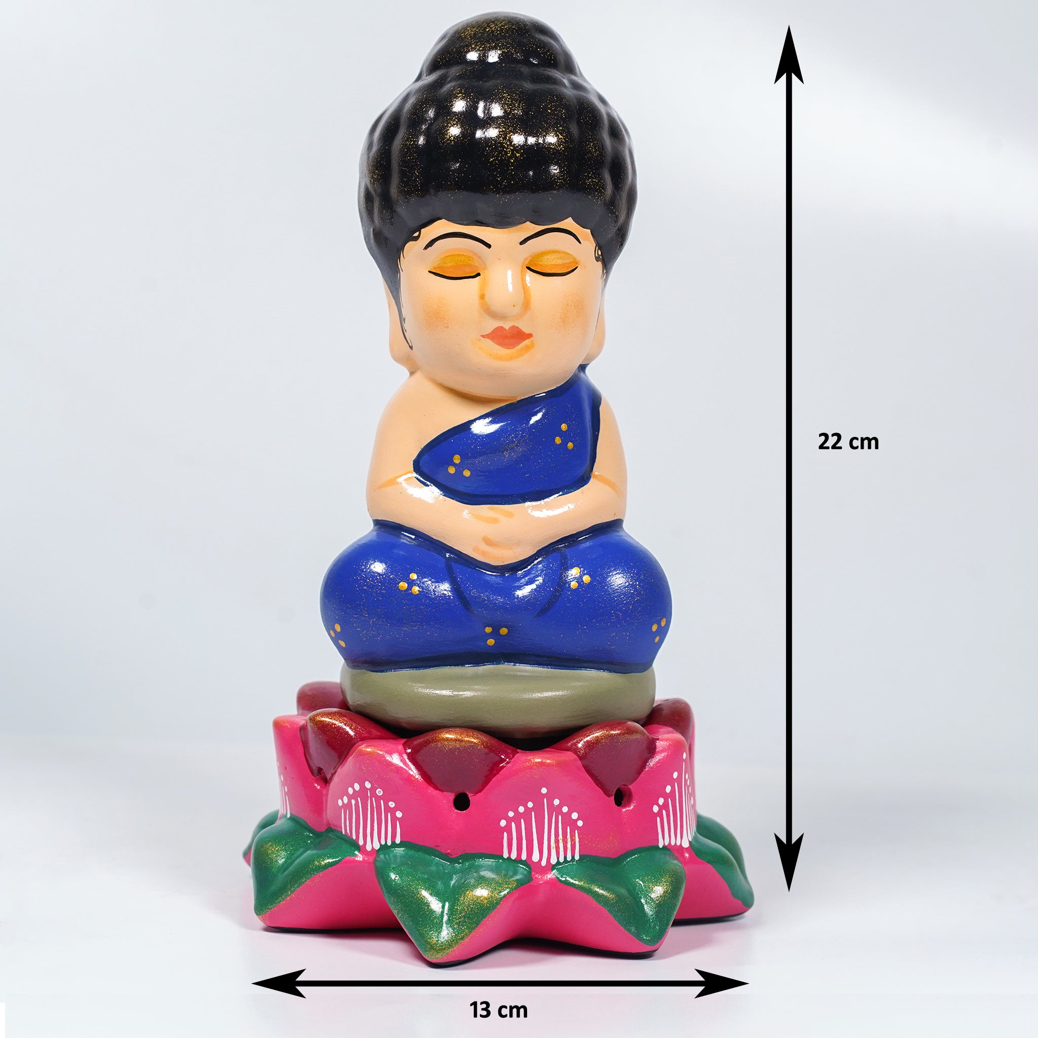 Lotus Buddha Earthenware Sculpture – Handcrafted Clay Decor