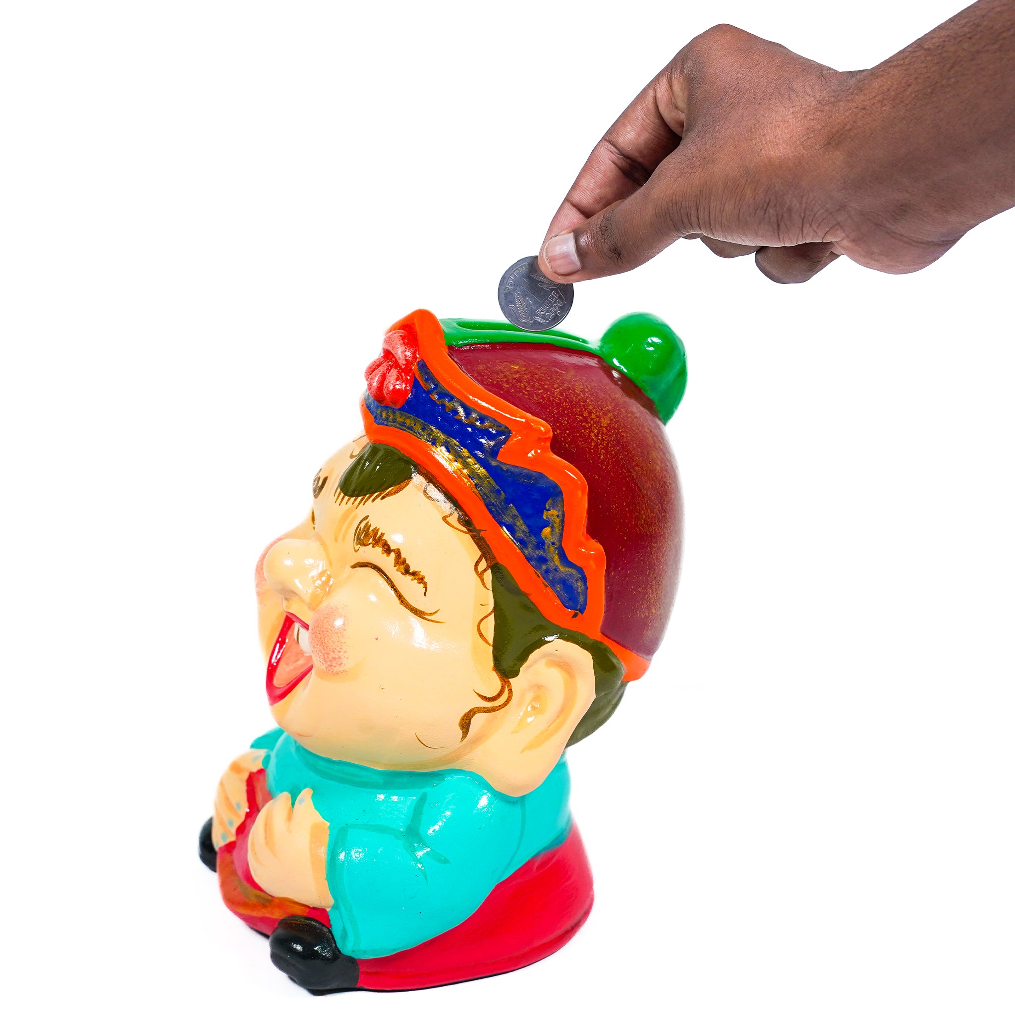 Set of 2 Ceramic Laughing Baby Piggy Banks