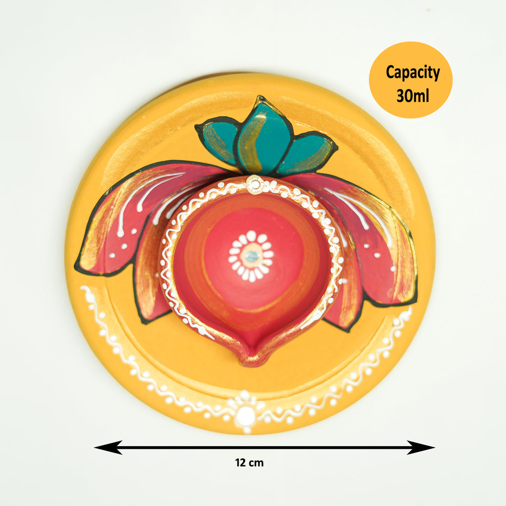 Pooja Plate Diya | Oil Lamp | Agal Set Of 2