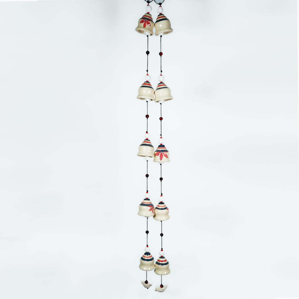 Artisan Ceramic Bell thoranum with Birds – Garden & Balcony Hanging Ornament