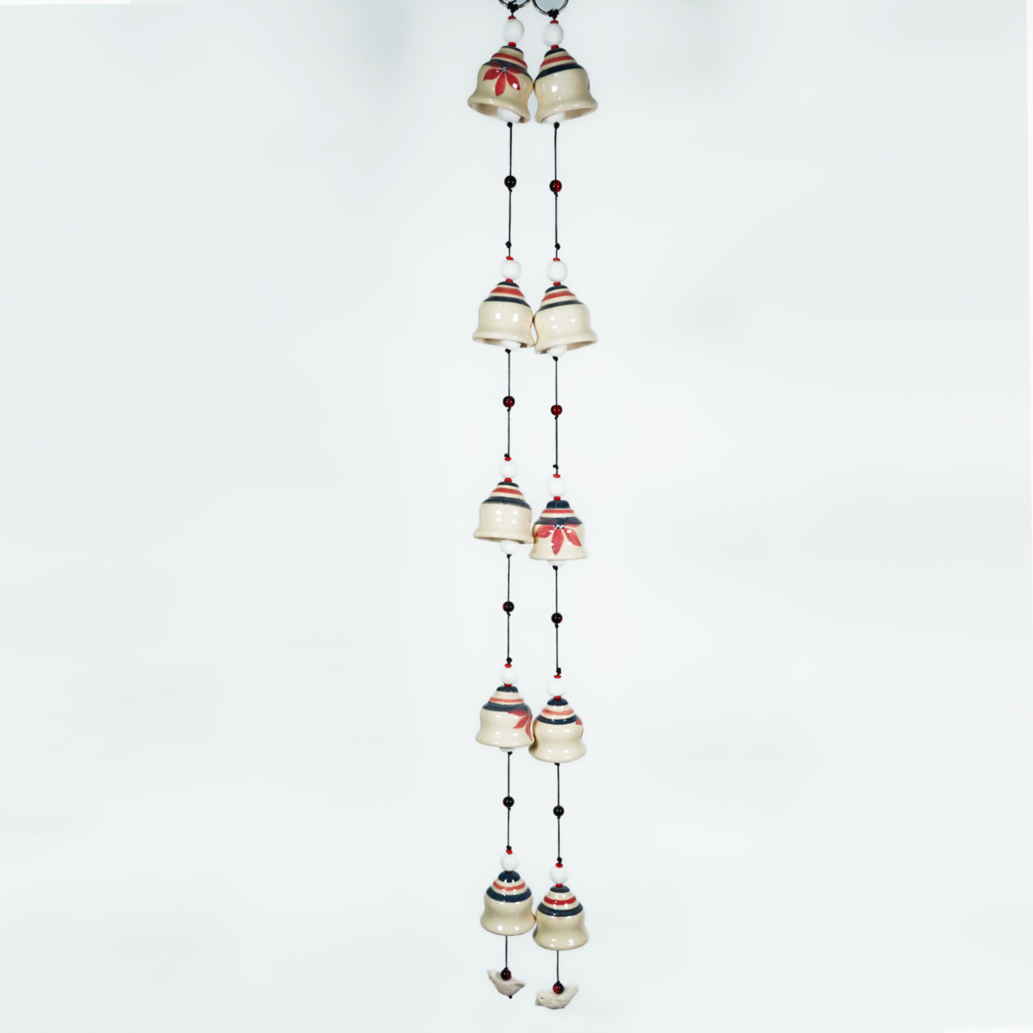 Artisan Ceramic Bell thoranum with Birds – Garden & Balcony Hanging Ornament