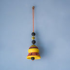 Handcrafted Terracotta Hanging Bells – Set of 3 (Yellow, Blue & Orange)
