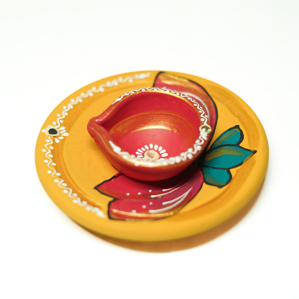 Pooja Plate Diya | Oil Lamp | Agal Set Of 2