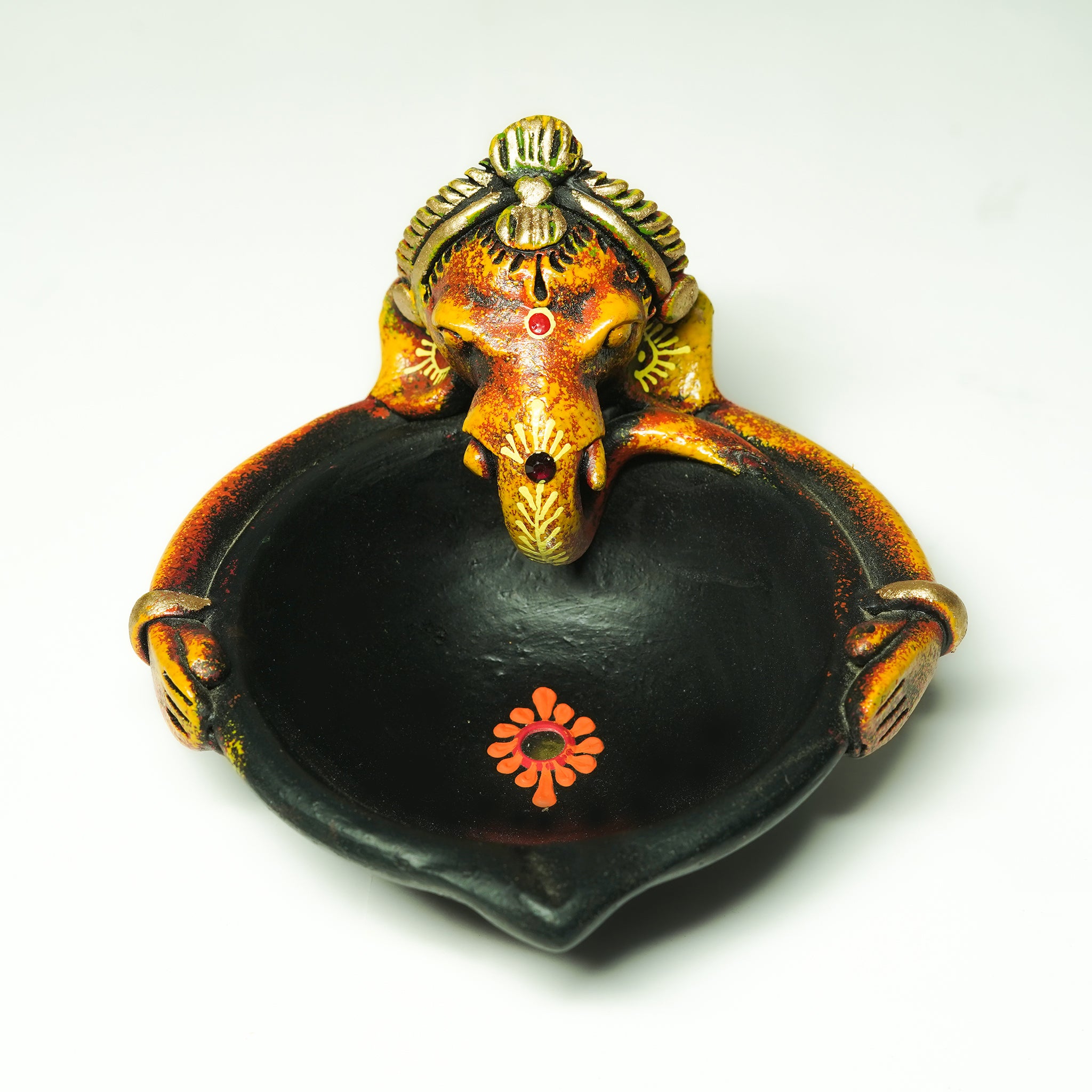 Pooja Antique Ganesh Agal | Diya | Oil Lamp Set Of 2