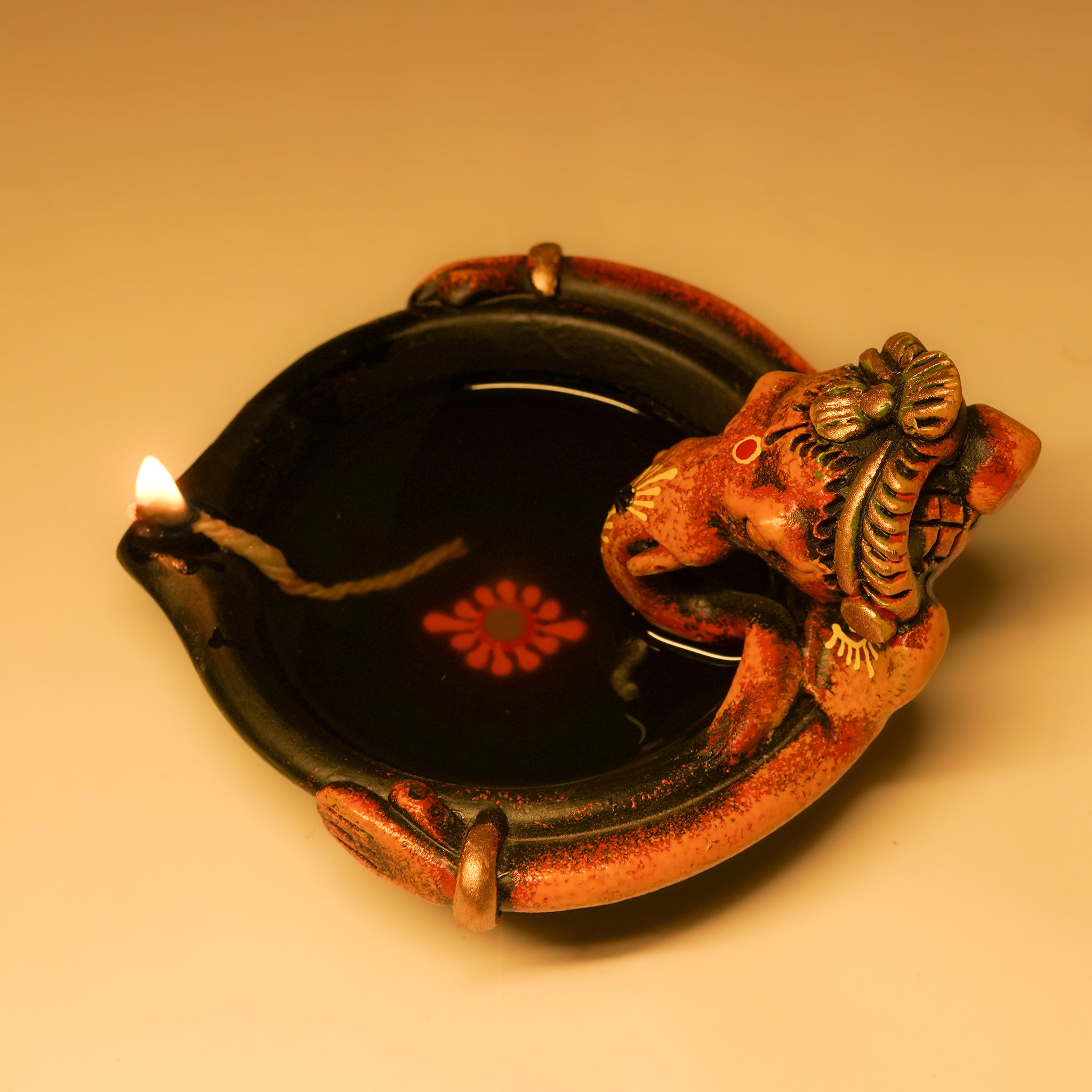 Pooja Antique Ganesh Agal | Diya | Oil Lamp Set Of 2