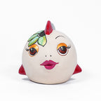 Floral Beauty Fish Piggy Bank – Handpainted Ceramic Charm