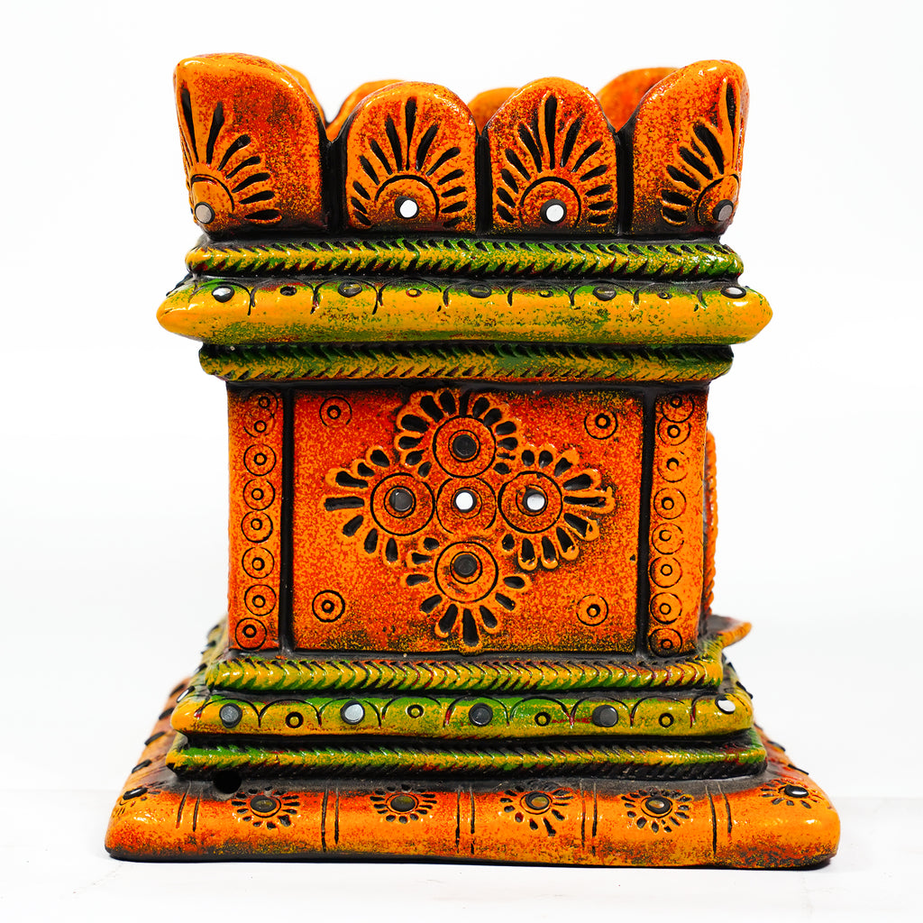Handcrafted Terracotta Tulasi Planter – Traditional Temple Design