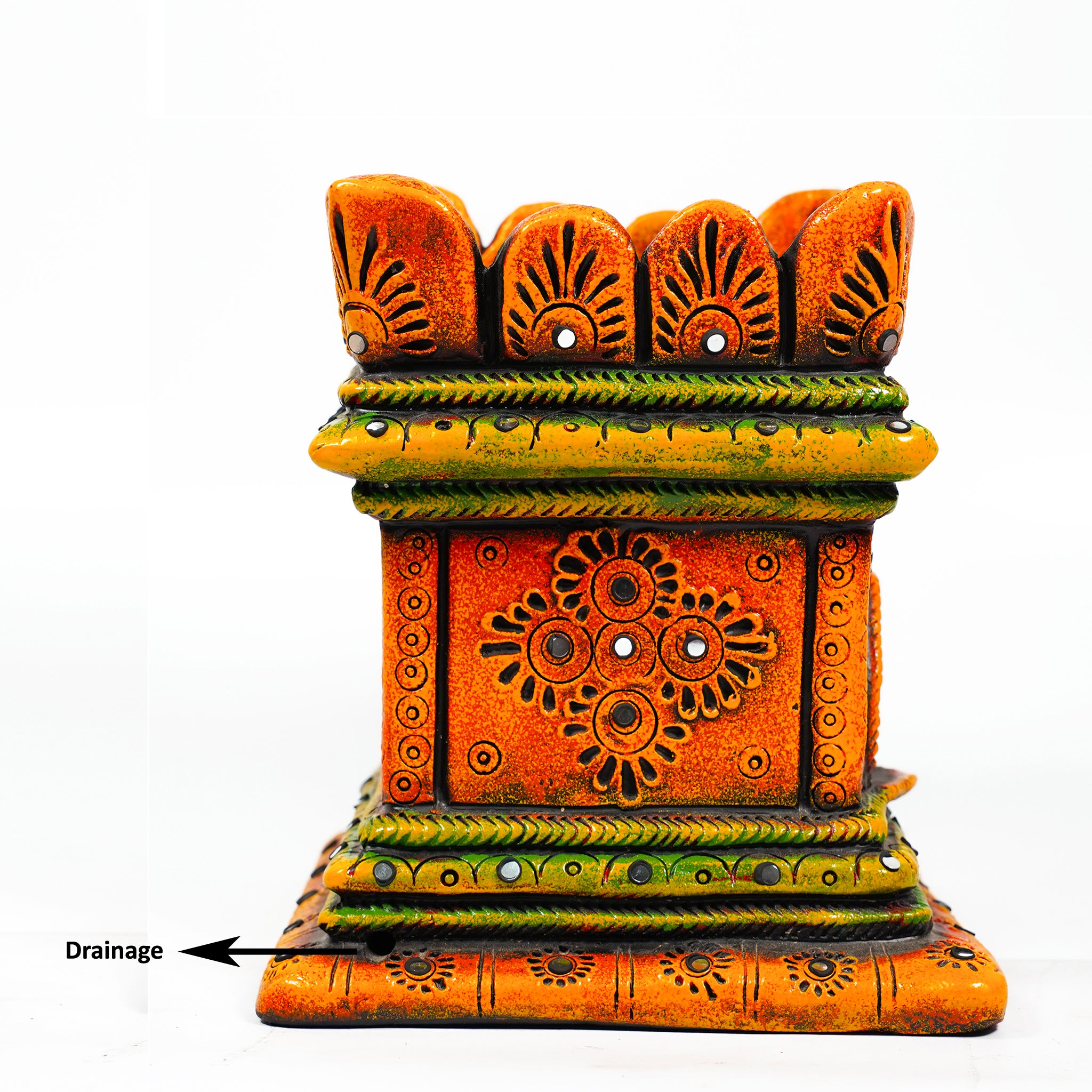 Handcrafted Terracotta Tulasi Planter – Traditional Temple Design