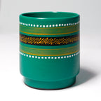 Handcrafted Planter with Rich Green Finish & Artistic Border