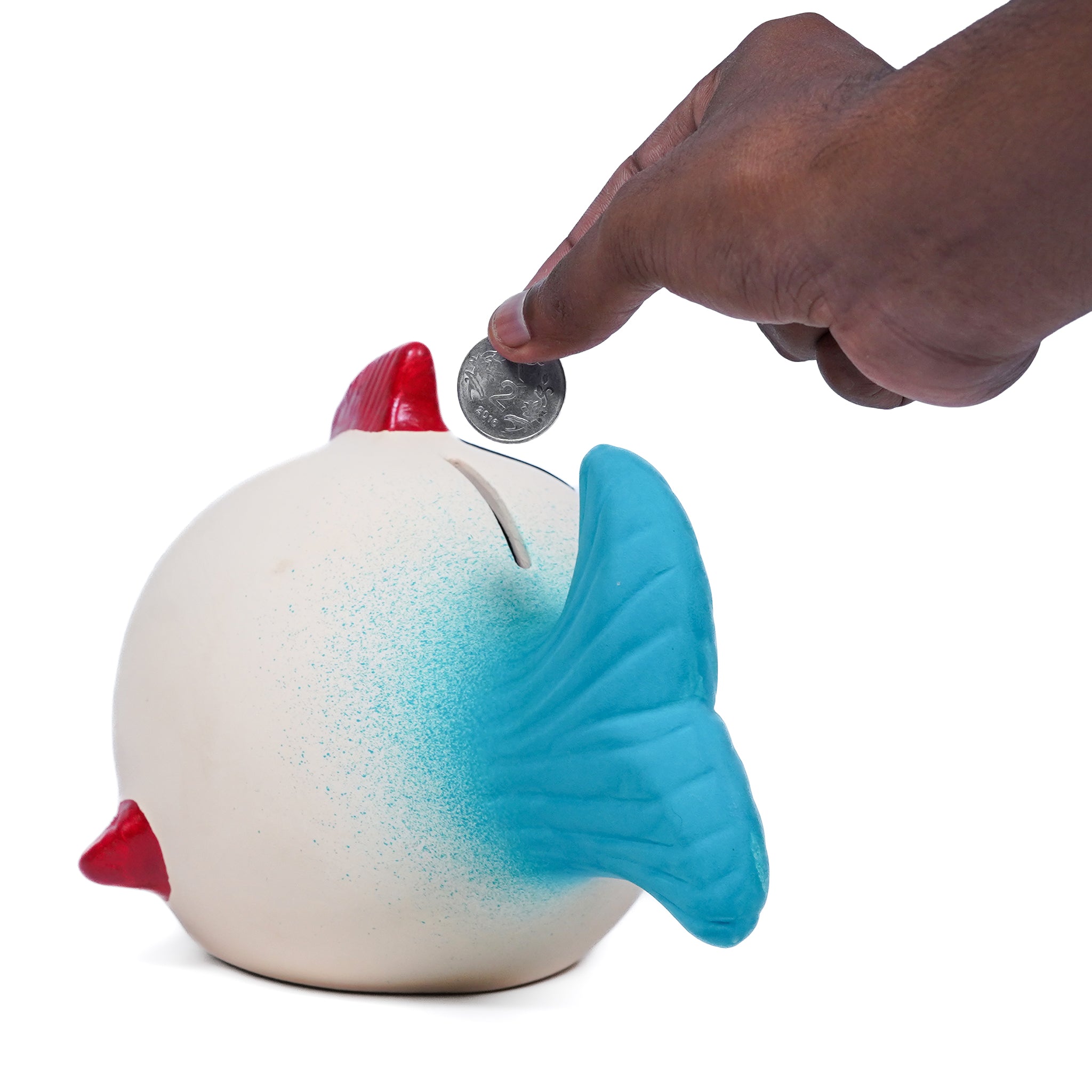 Floral Beauty Fish Piggy Bank – Handpainted Ceramic Charm