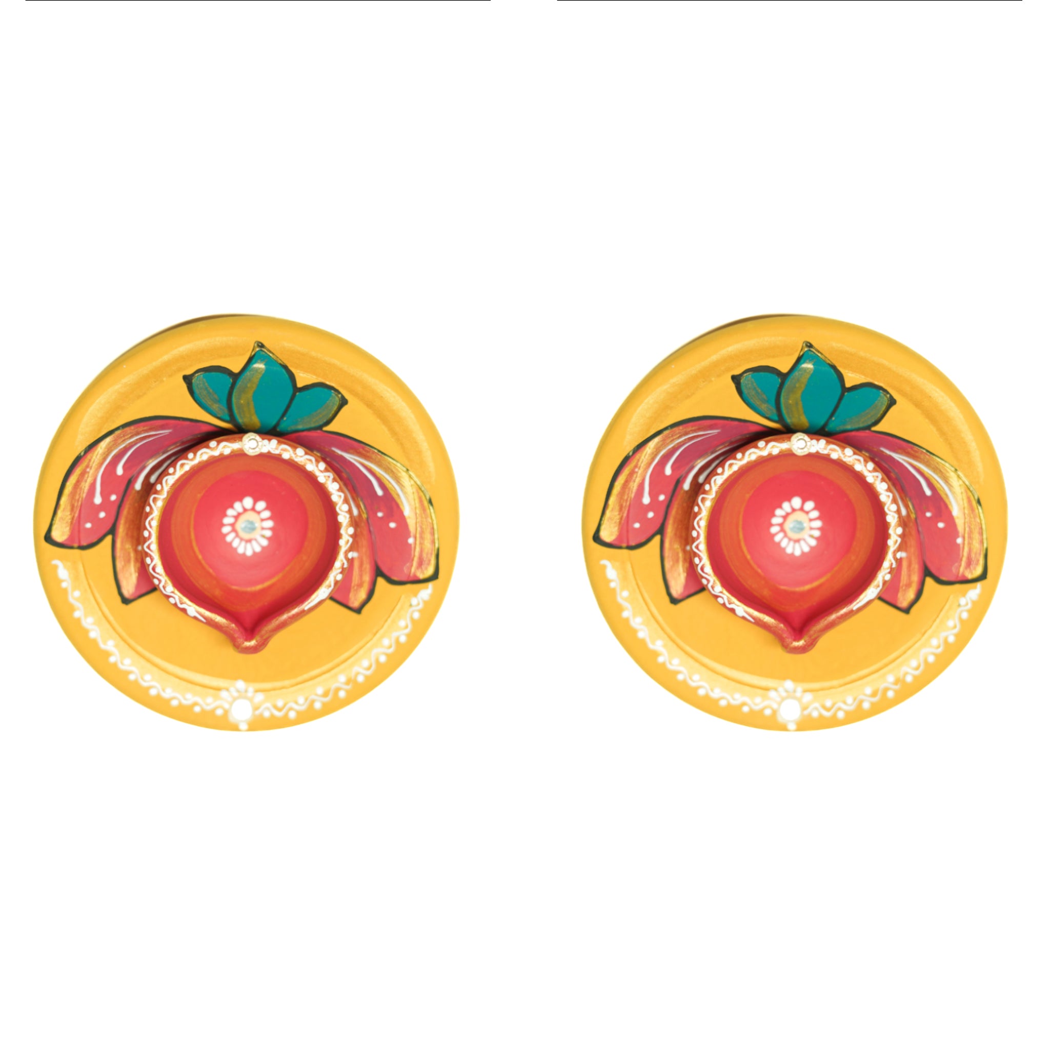 Pooja Plate Diya | Oil Lamp | Agal Set Of 2