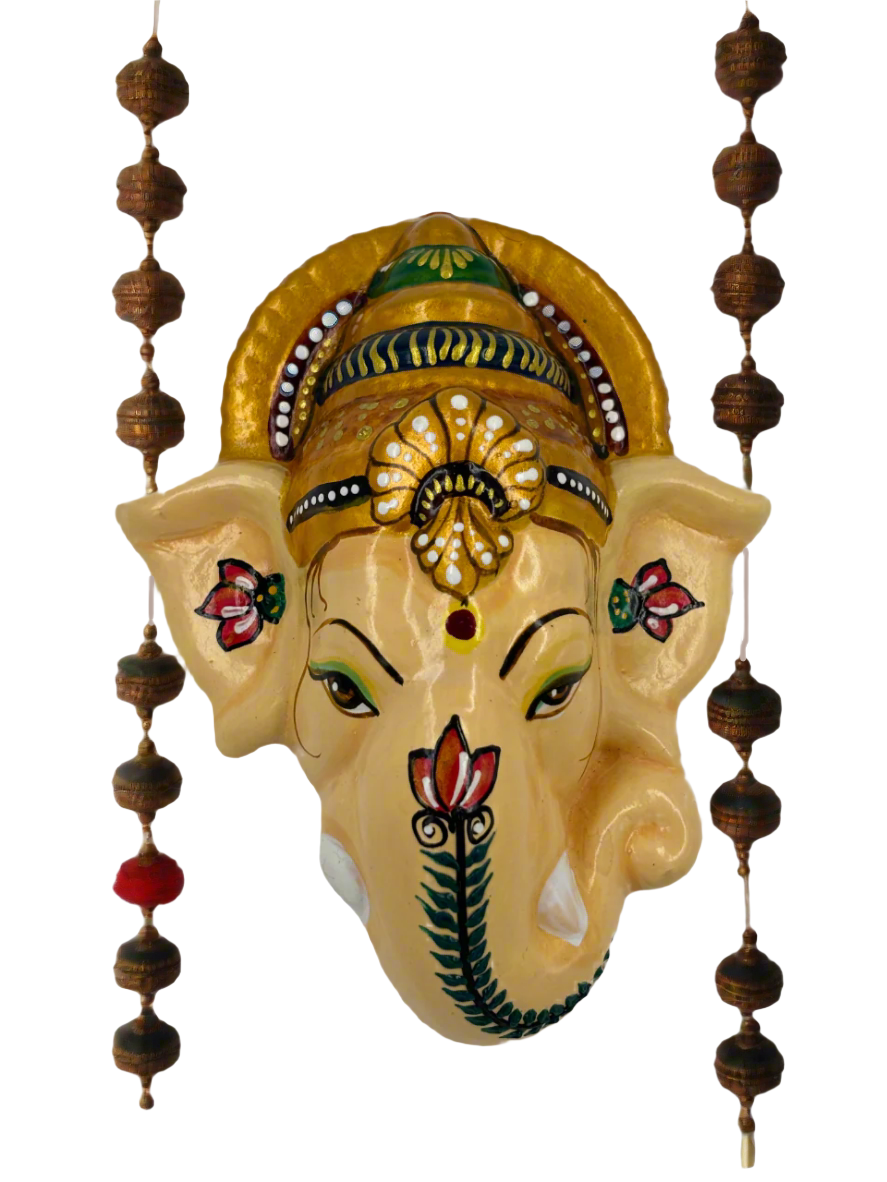 Wall Hanging Ganesha Lord Vinayagar Head Statue (Multi Colour, Small)