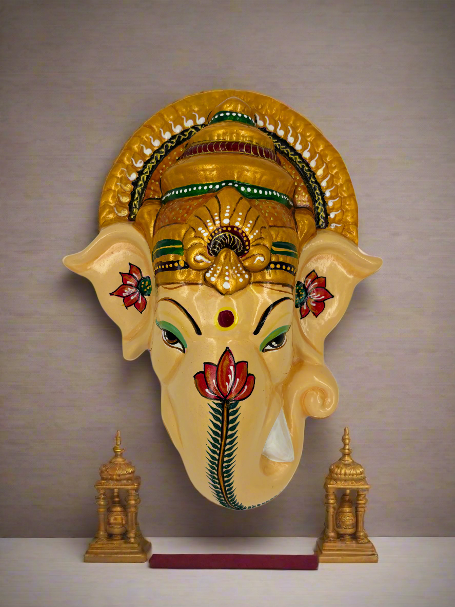 Wall Hanging Ganesha Lord Vinayagar head statue (Multi Colour, Big)