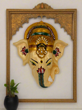 Wall Hanging Ganesha Lord Vinayagar head statue (Multi Colour, Medium)