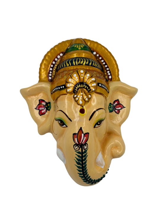 Wall Hanging Ganesha Lord Vinayagar Head Statue (Multi Colour, Small)