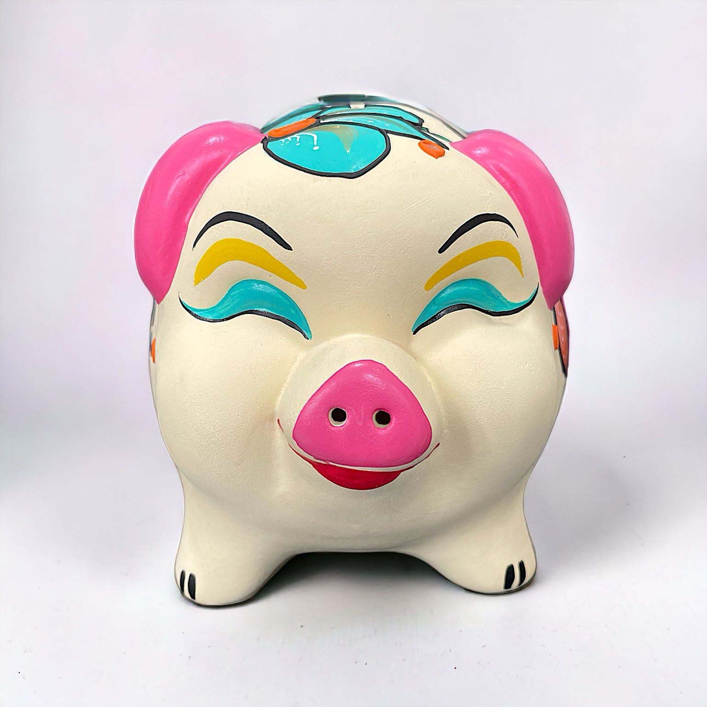 Piggy Coin Bank Full Floral Ceramic (Without Glaze) Kids Saving Bank