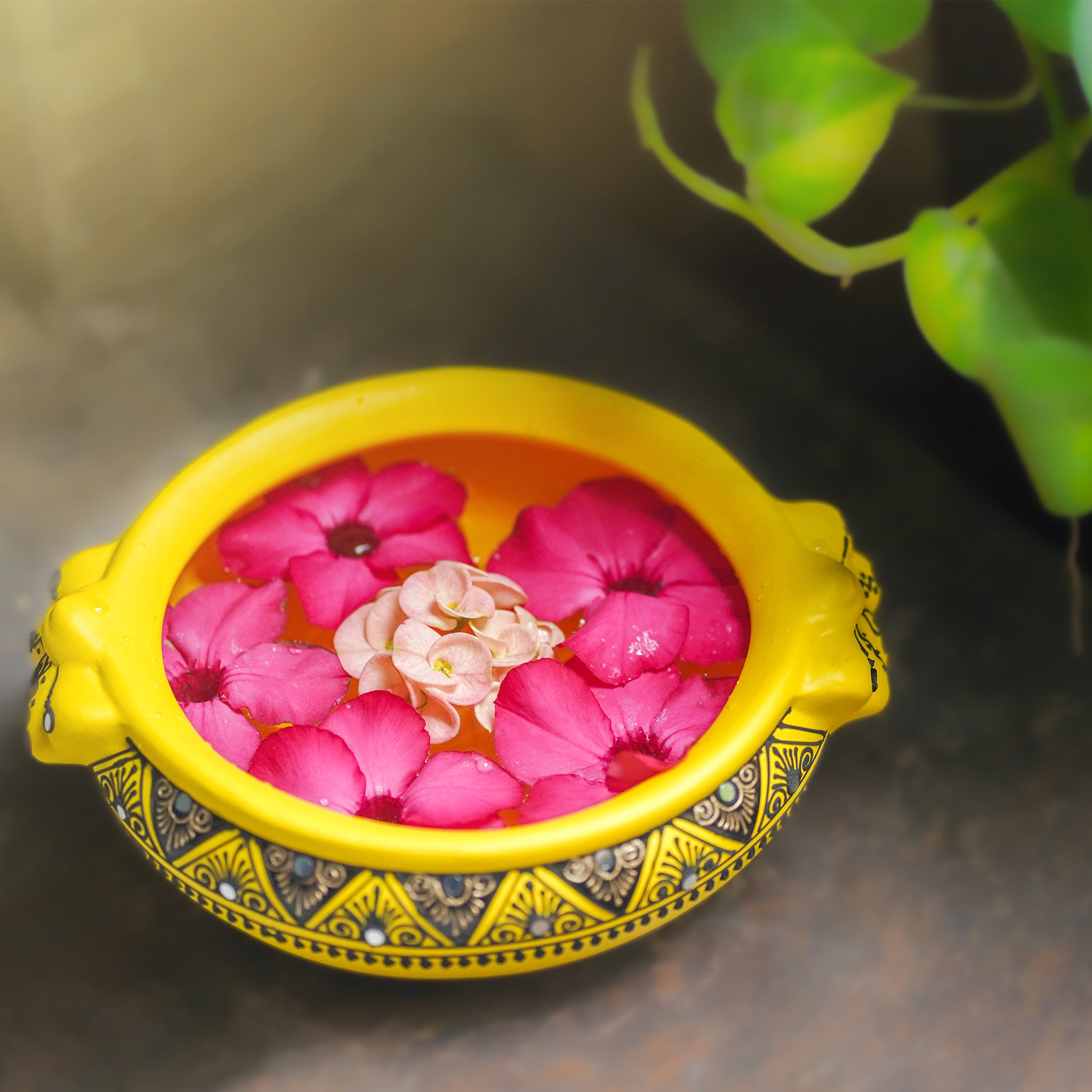 Decorative Handmade Flower Urli Bowl | Flower Pot - 750ml