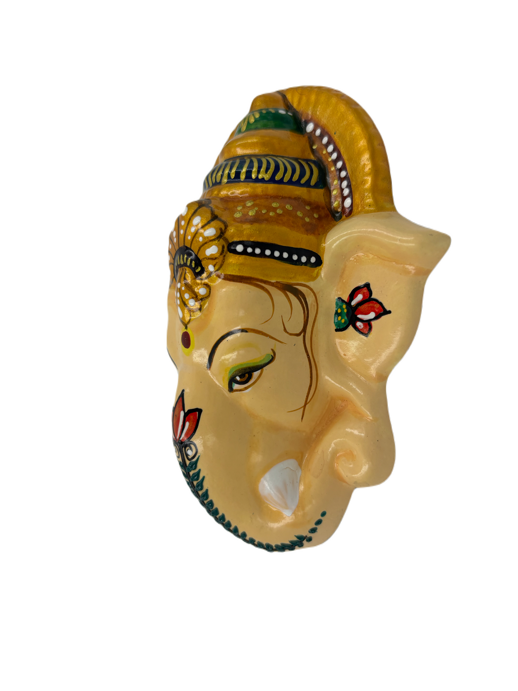 Wall Hanging Ganesha Lord Vinayagar Head Statue (Multi Colour, Small)