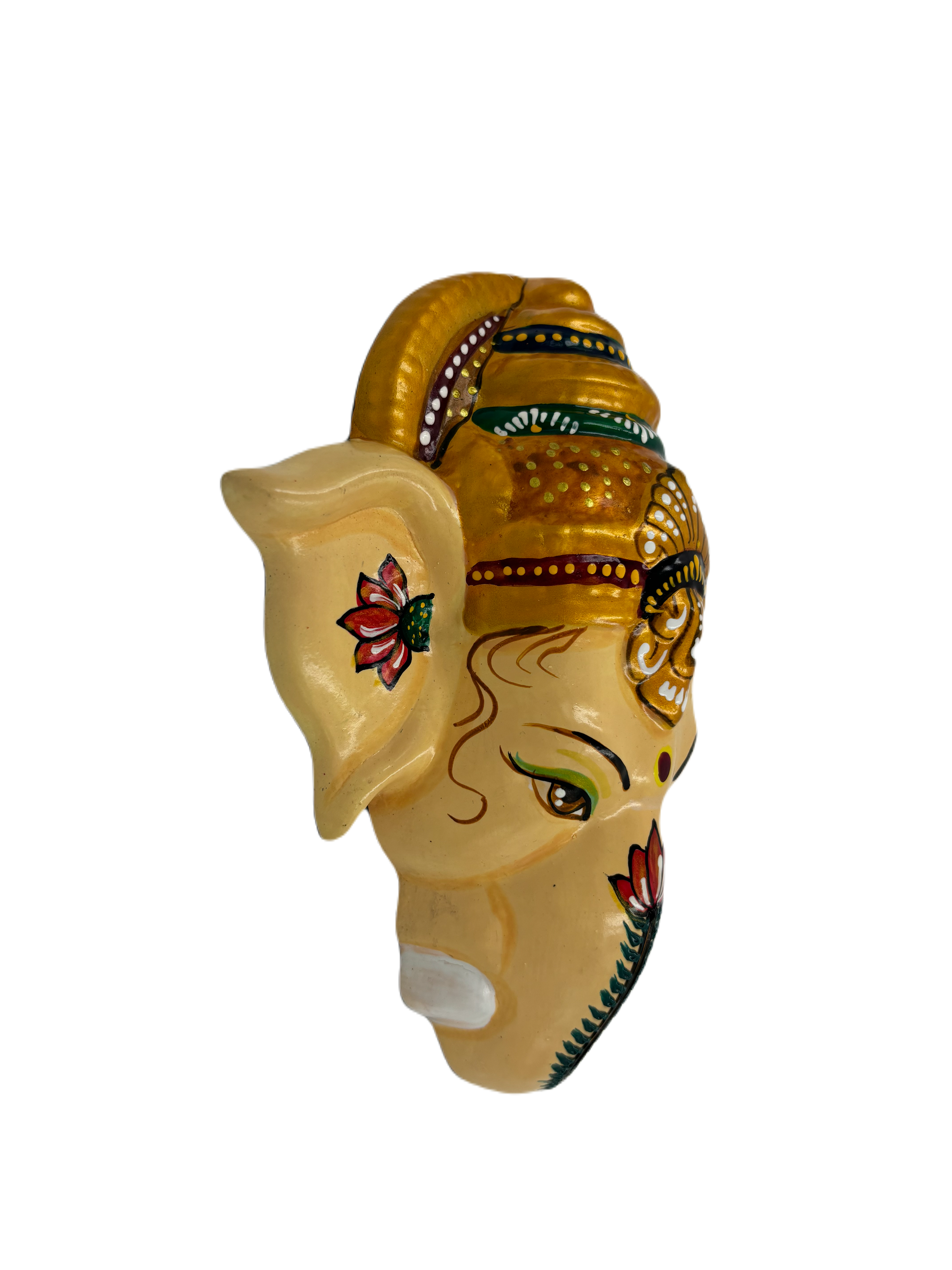 Wall Hanging Ganesha Lord Vinayagar head statue (Multi Colour, Medium)