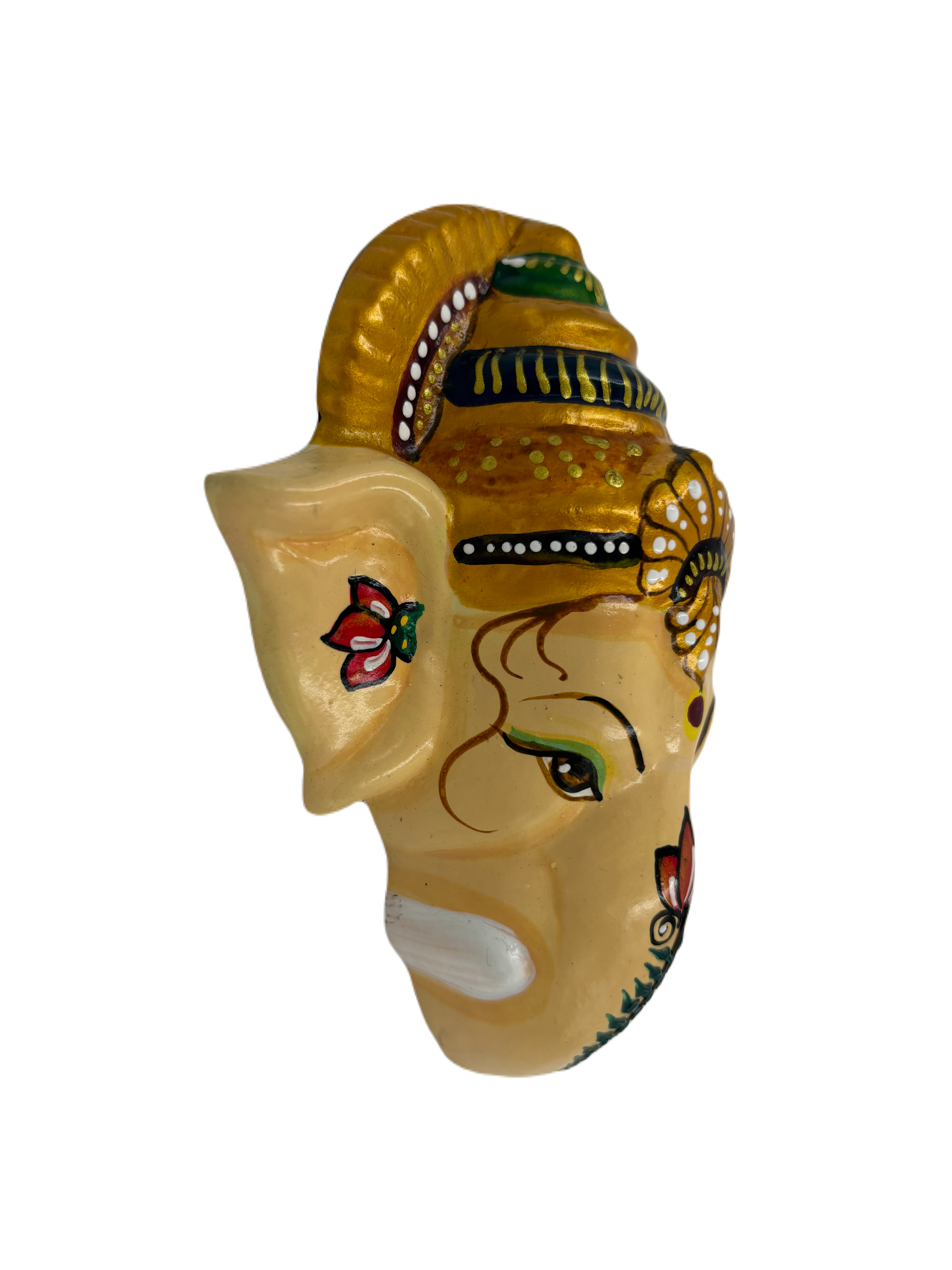 Wall Hanging Ganesha Lord Vinayagar Head Statue (Multi Colour, Small)
