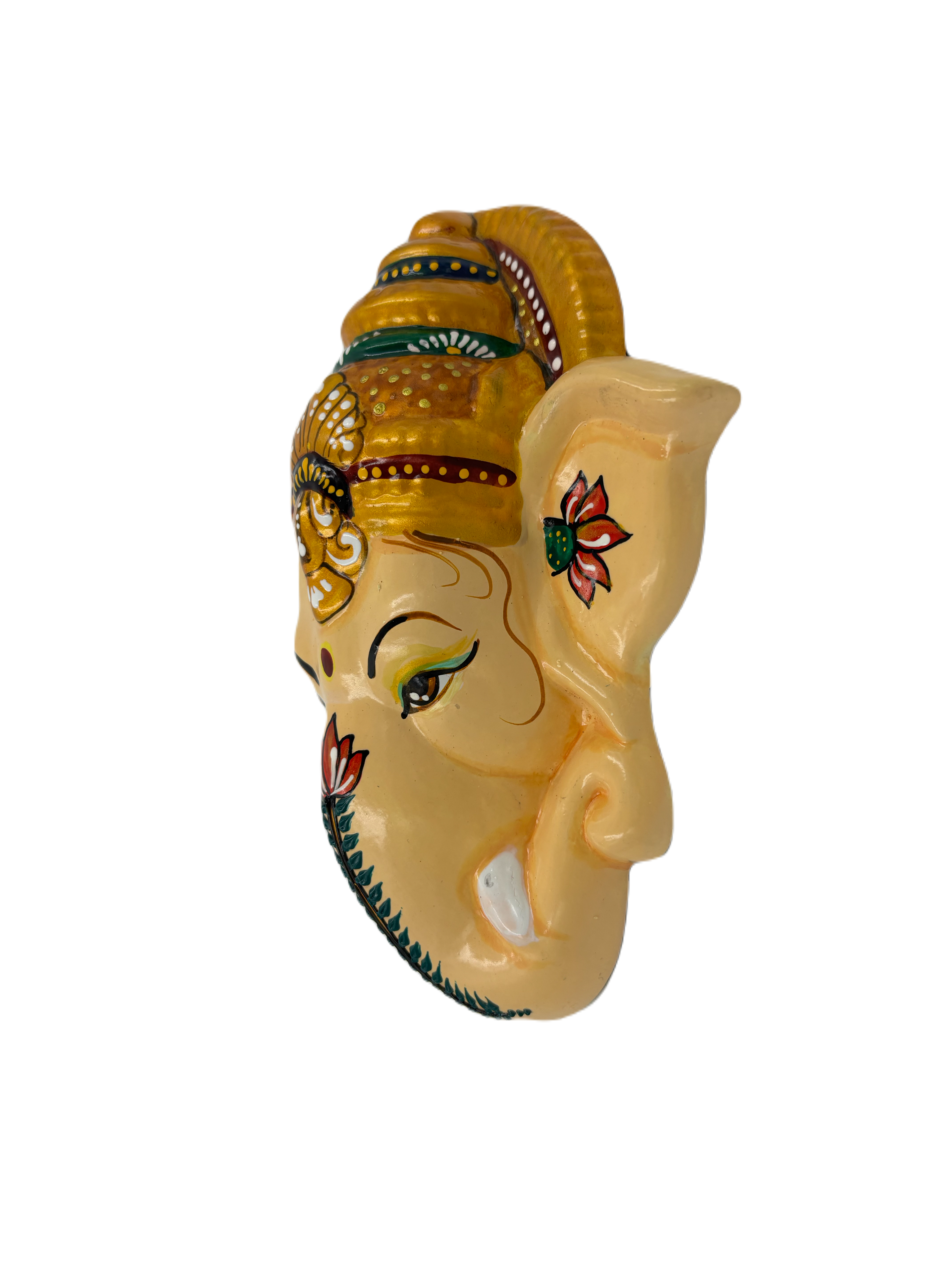 Wall Hanging Ganesha Lord Vinayagar head statue (Multi Colour, Medium)