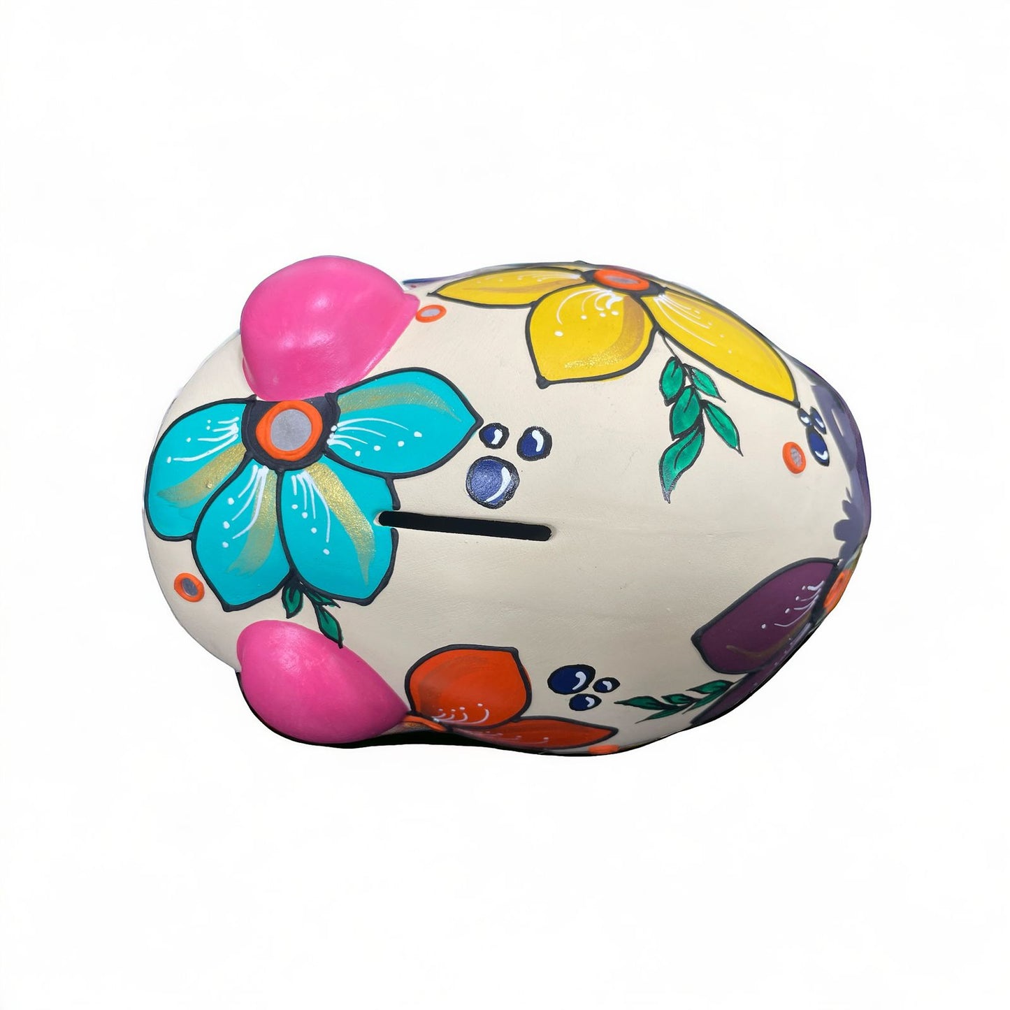 Piggy Coin Bank Full Floral Ceramic (Without Glaze) Kids Saving Bank